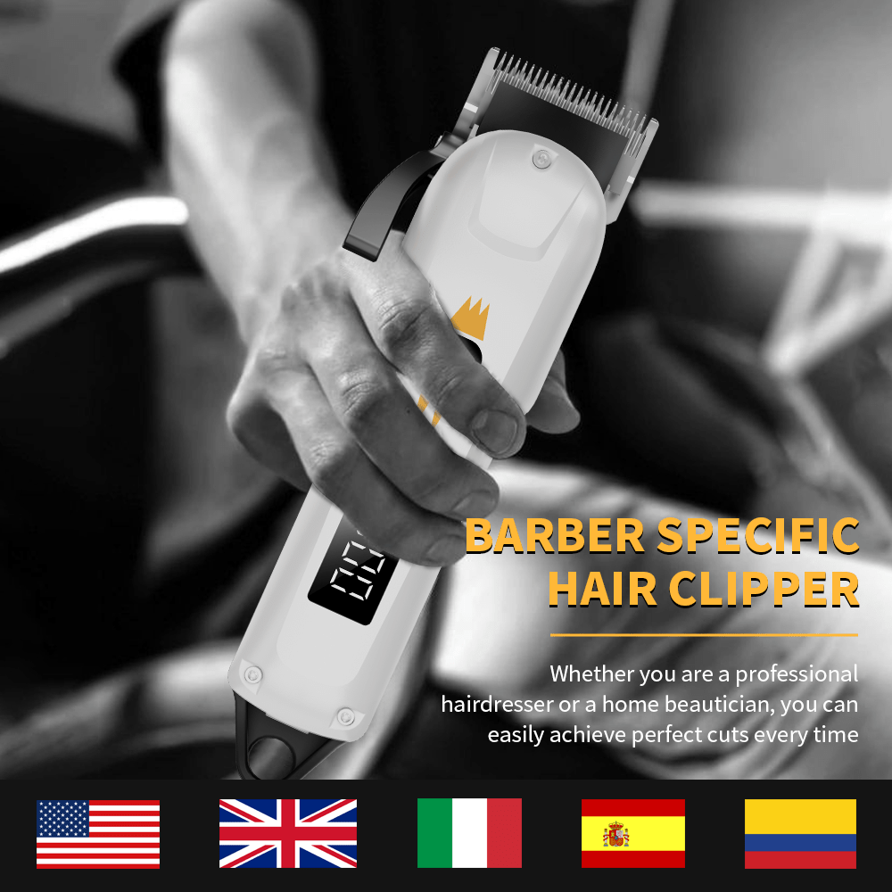 Professional Hair Clipper, Cordless Rechargeable Grooming Kit, Waterproof Trimmer with 5 Attachments