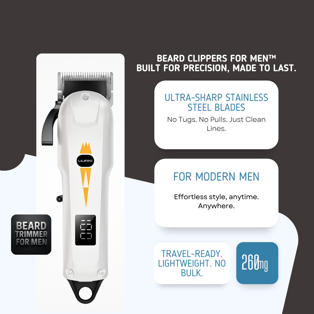 Professional Hair Clipper, Cordless Rechargeable Grooming Kit, Waterproof Trimmer with 5 Attachments