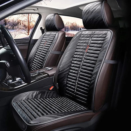 Heated Massage Seat with Memory Foam Neck Pillow – Universal Fit & Adjustable Support for Travel Comfort