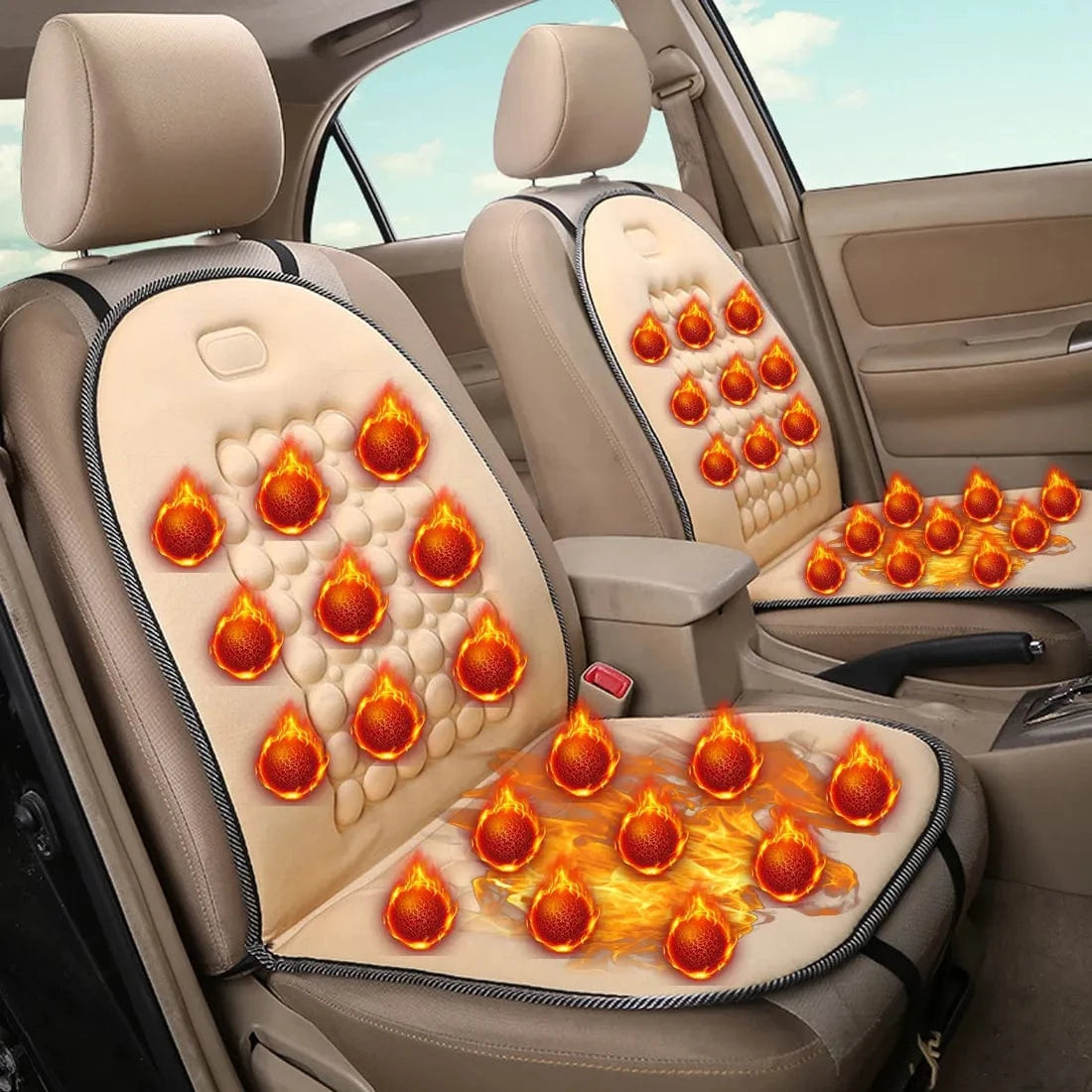 Universal Heated Car Seat Cushion – Fast 12V/24V Heating Leather Warmer Pad for Winter Comfort