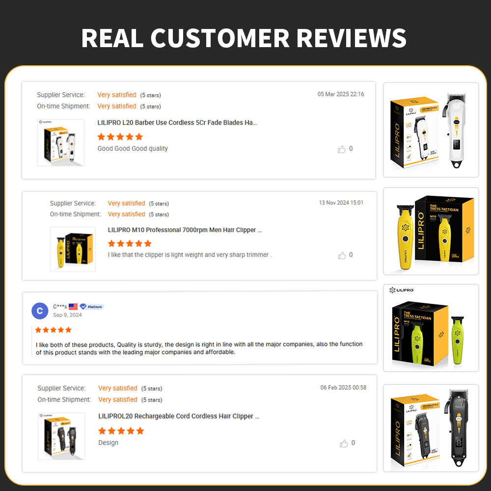 Professional Hair Clipper, Cordless Rechargeable Grooming Kit, Waterproof Trimmer with 5 Attachments