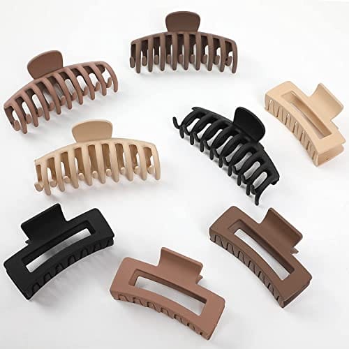 HAPPYGLOW Large Hair Claw Clips, 8 Pack 4.3" Hair Clips for Women, Matte Claw Hair Clips