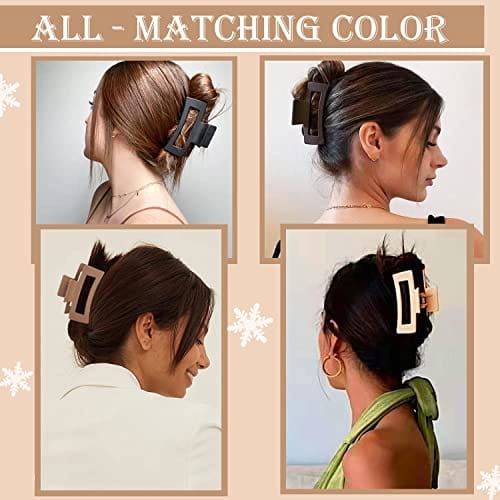 HAPPYGLOW Large Hair Claw Clips, 8 Pack 4.3" Hair Clips for Women, Matte Claw Hair Clips