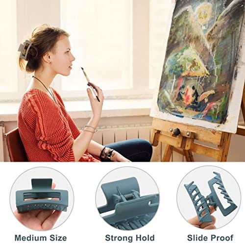 HappyGlow™ Matte Jaw Hair Clips – 6-Pack Morandi Colors (No-Slip, No-Pull)