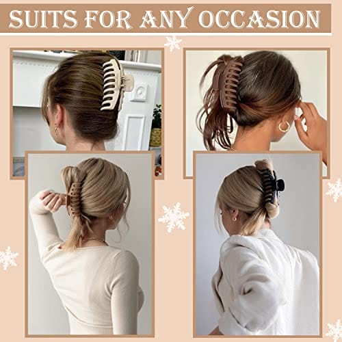 HAPPYGLOW Large Hair Claw Clips, 8 Pack 4.3" Hair Clips for Women, Matte Claw Hair Clips