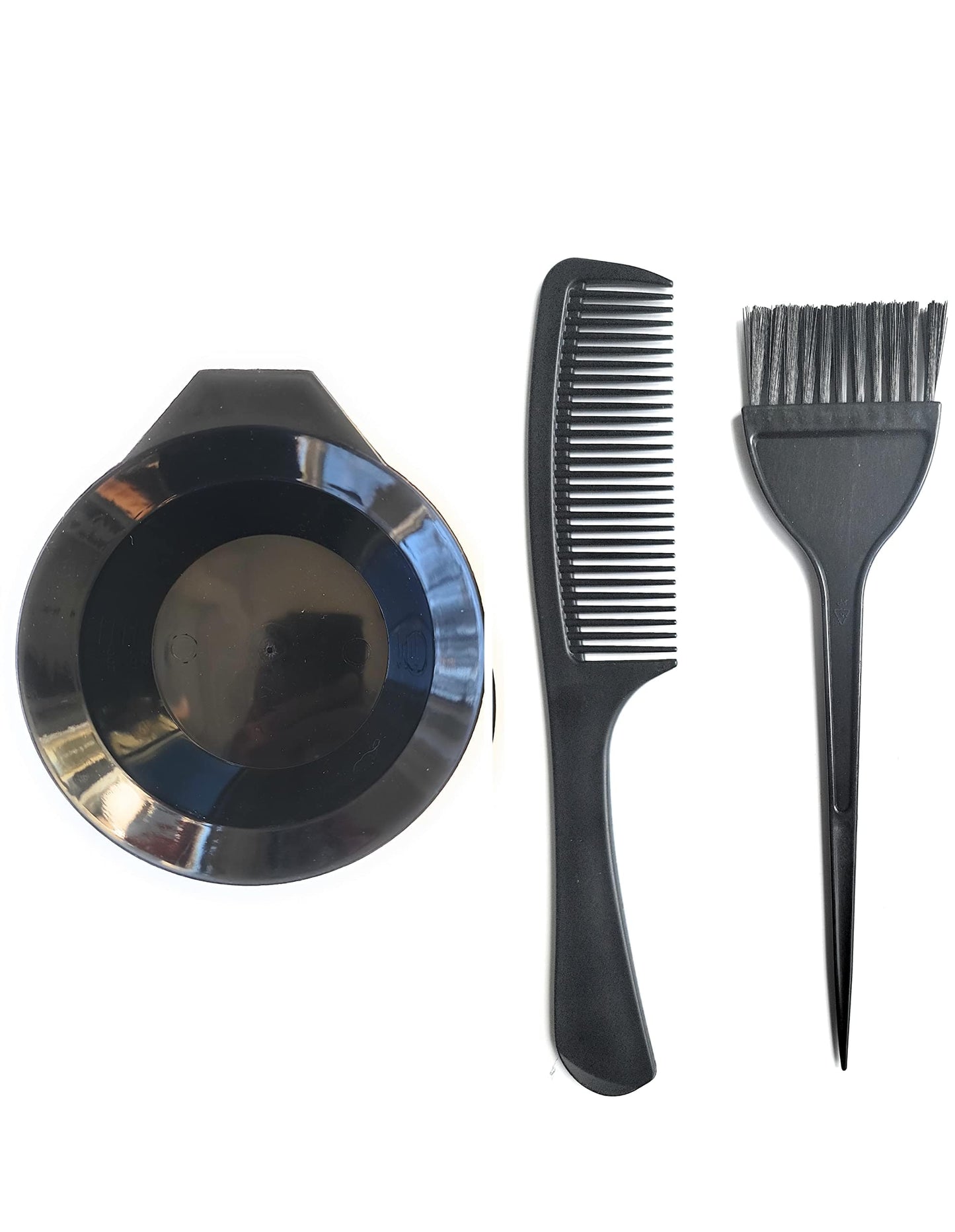 "Coloring Kit: 3-Piece Set - Bowl, Brushes, Comb - Tinting, Dying, Coloring - Larger Comb, Shower, Wide Tooth - Detangler - Wet/Dry - Hair"
