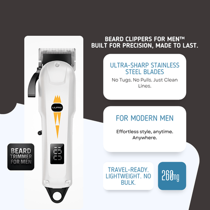 Professional Hair Clipper, Cordless Rechargeable Grooming Kit, Waterproof Trimmer with 5 Attachments