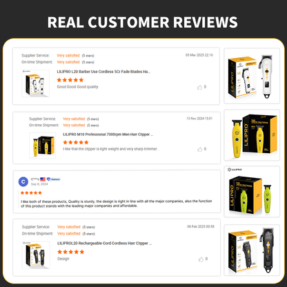 Professional Hair Clipper, Cordless Rechargeable Grooming Kit, Waterproof Trimmer with 5 Attachments