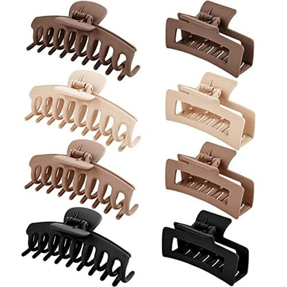 HAPPYGLOW Large Hair Claw Clips, 8 Pack 4.3" Hair Clips for Women, Matte Claw Hair Clips