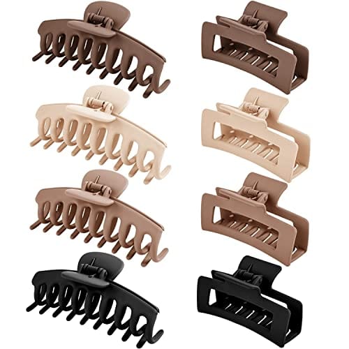 HAPPYGLOW Large Hair Claw Clips, 8 Pack 4.3" Hair Clips for Women, Matte Claw Hair Clips